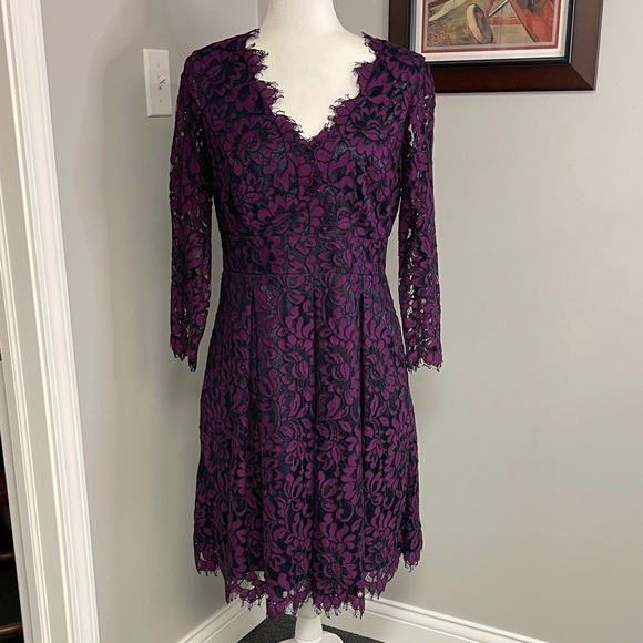Eliza J Dresses & Skirts - Eliza J Deep Purple Lace Long Sleeve Dress Mother of the Bride cocktail formal